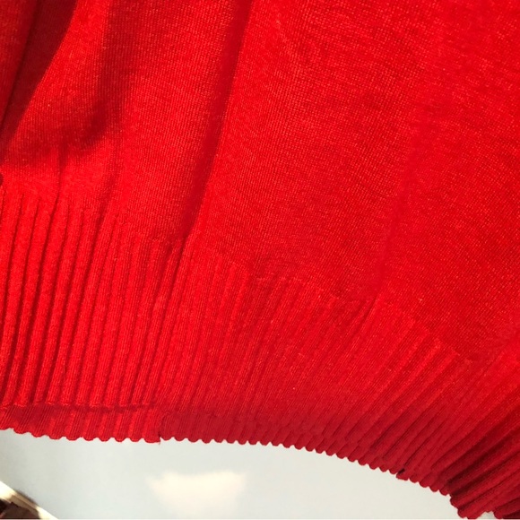 PRICE FIRM J. Jill Red Ribbed Size Medium Petite Border Wool/Viscose Blend Dress - Picture 4 of 6